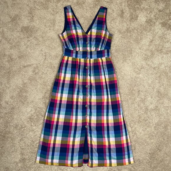 J. Crew Dresses & Skirts - J Crew Dress Womens 0 Colorful Plaid Sleeveless Side Zip Button Front Sundress
